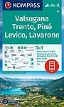 Wandelkaart 75 Valsugana, Trento, Piné, Lévico, Lavarone Kompass