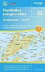 Topografische Wandelkaart Zweden 52 Stockholms skärgård södra Sverigeserien Topo 50