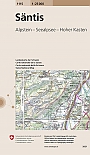 Topografische Wandelkaart Zwitserland 1115 Santis Alpstein - Seealpsee - Hoher Kasten - Landeskarte der Schweiz