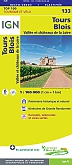 Fietskaart 133 Tours Blois Loire - IGN Top 100 - Tourisme et Velo
