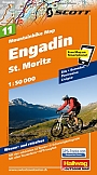 Mountainbikekaart 11 Engadin St. Moritz Hallwag (met GPS)