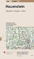 Topografische Wandelkaart Zwitserland 1088 Hauenstein Oberdorf Diegten Olten - Landeskarte der Schweiz