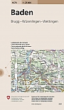 Topografische Wandelkaart Zwitserland 1070 Baden Brugg Wurenlingen Wettingen - Landeskarte der Schweiz