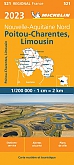 Wegenkaart - Landkaart 521 Poitou Charentes Limousin 2023 - Michelin Region France