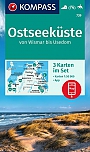 Wandelkaart 739 Ostseeküste von Wismar bis Usedom, 3 kaartenset  Kompass