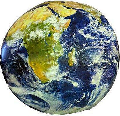 Opblaasglobe - Wereldbol Natuurkundig 30cm - Satellietbeeld NASA | ITM