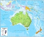 Prikbord Wandkaart Australië, Nieuw Zeeland, Indonesie en Oceanië 120x100 cm  | Maps International