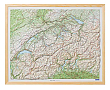 Reliefkaart Zwitserland reliëf | Kümmerly+Frey met houten lijst 82 x 68 cm