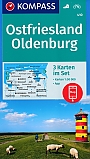 Wandelkaart 410 Ostfriesland, Oldenburg, 3 kaarten Kompass
