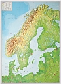 Reliefkaart Scandinavie met aluminium lijst 55 cm x 77cm | Georelief