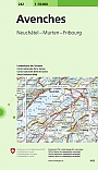 Topografische Wandelkaart Zwitserland 242 Avenches Neuchatel Murten Fribourg - Landeskarte der Schweiz