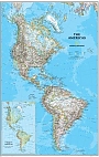 Wandkaart America North + South in staatkundige indeling 90 x 58 cm. Papier | National Geographic Wall Map