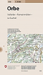 Topografische Wandelkaart Zwitserland 1202 Orbe Vallorbe Romainmotier Le Suchet - Landeskarte der Schweiz