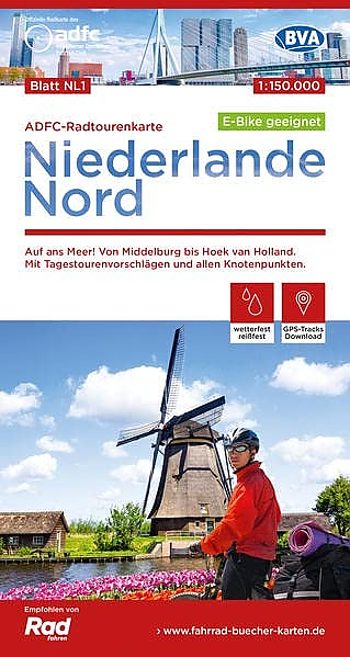 Fietskaart NL1 Noord Nederland Noord | ADFC Radtourenkarte - BVA Bielefelder Verlag