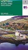 Wegenkaart - landkaart 1 Roadmap Northern Scotland Orkey & Shetland  | Ordnance Survey
