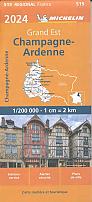 Wegenkaart - Landkaart 515 Grand Est Champagne Ardennen 2024 - Michelin Region France