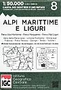 Wandelkaart 8 Alpi Marittime e Luguri Mercantour | IGC Carta dei sentieri e dei rifugi