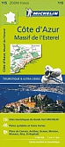 Fietskaart - Wegenkaart - Landkaart Côte d'Azur 115 Côte d'Azur, Massif de l'Esterel - Michelin Zoom