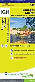 Fietskaart 147 Limoges Gueret PNR de Millevaches en Limousin - IGN Top 100 - Tourisme et Velo