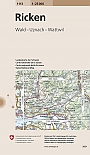 Topografische Wandelkaart Zwitserland 1113 Ricken Wald - Uznach - Wattwil - Landeskarte der Schweiz