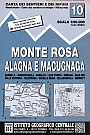 Wandelkaart 10 Monte Rosa | IGC Carta dei sentieri e dei rifugi