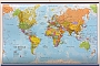 Wereldkaart Politiek geplastificeerd zonder vlaggen 136 x 86 cm met ophangstrips Maps International