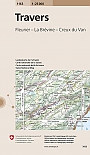 Topografische Wandelkaart Zwitserland 1163 Travers Fleurier La Brevine Creux du Van - Landeskarte der Schweiz