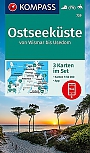 Wandelkaart 739 Ostseeküste von Wismar bis Usedom, 3 kaartenset  Kompass