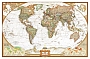 Wereldkaart National Geographic Antiek met ophangstrips The World Wandkaart