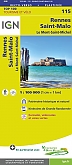 Fietskaart 115 Rennes Saint-Malo Le Mont Saint Michel Bretagne - IGN Top 100 - Tourisme et Velo