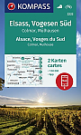Wandelkaart 2222 Vogezen Zuid Elzas / Vogezen Colmar, Mülhausen, Mulhouse 2-delige kaart  Kompass