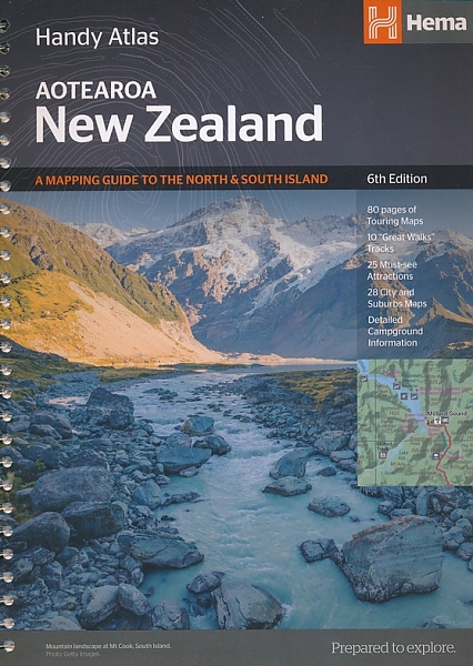 Wegenatlas Nieuw-Zeeland A5 Formaat atlas spiraalbinding National Park - Hema Maps
