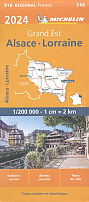 Wegenkaart - Landkaart 516 Alsace Lorraine Elzas Lotharingen Grand Est 2024 - Michelin Region France