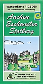 Wandelkaart Eifel 1 Aachen Aken Eschweiler Stolberg - Wanderkarte Des Eifelvereins