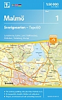 Topografische Wandelkaart Zweden 1 Malmö Sverigeserien Topo 50