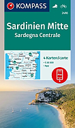 Wandelkaart Fietskaart Sardinië 2498 Sardinië Centraal 4 kaartenset| Kompass