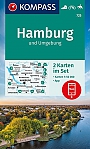 Wandelkaart 725 Hamburg und Umgebung, 2 kaarten Kompass