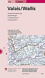 Topografische Wegenkaart Fietskaart Zwitserland 105 Wallis Valais - Landeskarte der Schweiz