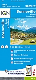 Topografische Wandelkaart van Frankrijk 3429ET - Bonneville / Cluses / Le Faucigny  ign