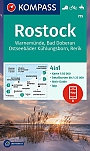 Wandelkaart 735 Rostock Warnemünde, Bad Doberan, Ostseebäder Kühlungsborn, Rerik Kompass