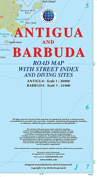 Wegenkaart Antigua / Barbuda | Kasprowski Publisher