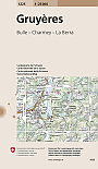 Topografische Wandelkaart Zwitserland 1225 Gruyeres Bulle Charmey La Berra - Landeskarte der Schweiz