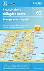 Topografische Wandelkaart Zweden 62 Stockholms Skärgård norra Sverigeserien Topo 50