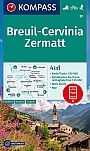 Wandelkaart 87 Breuil, Cervinia, Zermatt Kompass