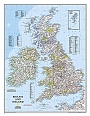 Wandkaart Groot-Brittannië & Ierland (Engelstalig) 60 x 76 cm - Papier | National Geographic Wall Map