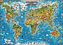 Wandkaart Wereldkaart voor kinderen geplastificeerd met ophangsysteem | Dino
