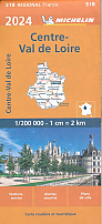Wegenkaart - Landkaart 518 Centre Val de Loire Midden-Frankrijk 2024 - Michelin Region France