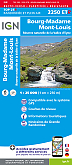 Wandelkaart 2250ETR Bourg-Madame / Mont-Louis / Col de la Perche Geplastificeerd | IGN