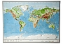 Reliefkaart Wereld Earth met aluminium lijst 77cm x 57cm | Georelief