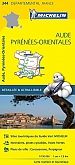 Fietskaart - Wegenkaart - Landkaart 344 Aude Pyrenees Orientales - Départements de France - Michelin